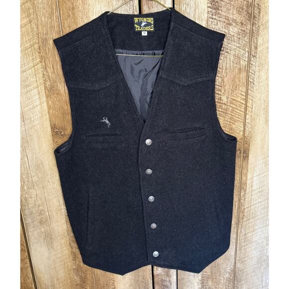 Wyoming Traders Mens Wool Hunting Outdoor Cowboy Ranch Vest - Black SZ Medium - Picture 1 of 6
